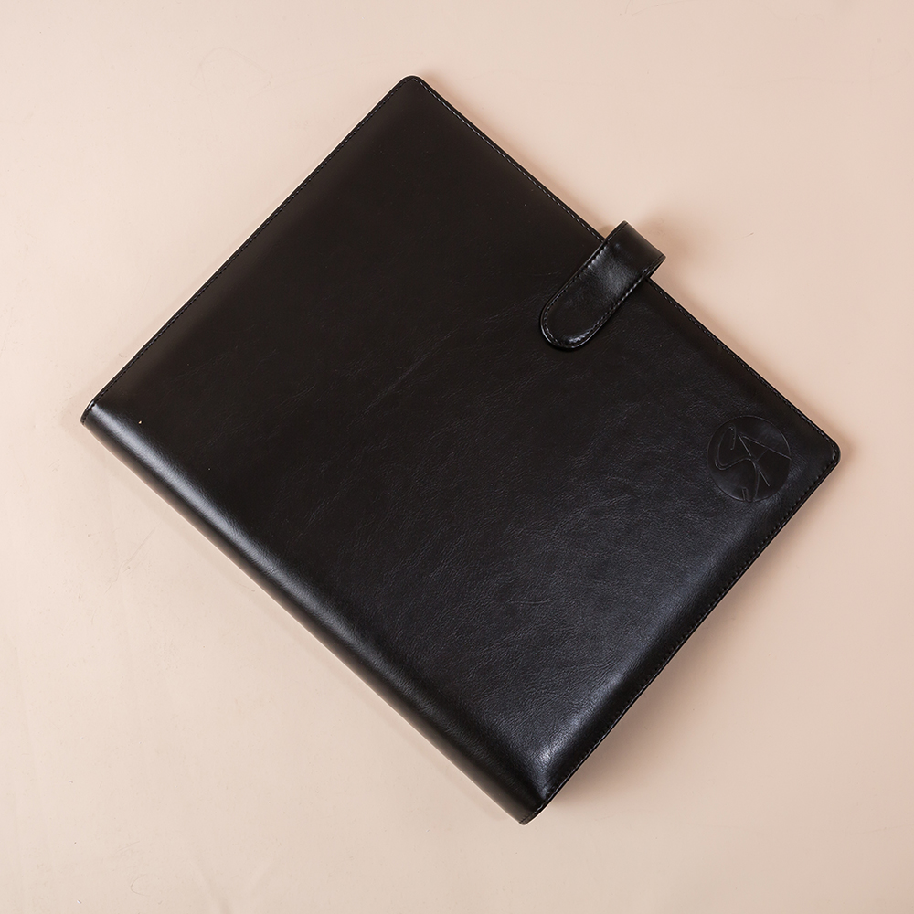 Black PU Leather Business Office Meeting 3-ring Binder 