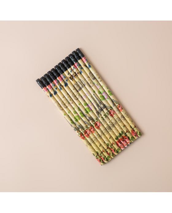 Colorful Round HB Pencils With Black Eraser